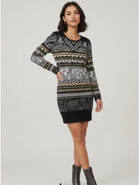 Fuzzi (is Brand name) , Sweater Patterned Long Sleeve Dress size Medium GUC